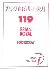 1991 Select AFL Stickers #119 Brian Royal Back